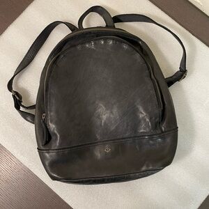 Harbor 2nd Black Leather Backpack with Anchor Accent